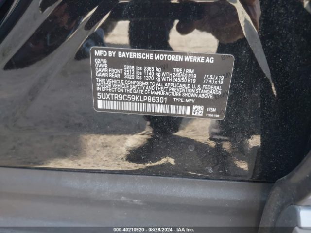 5UXTR9C59KLP86301 BMW X3 Xdrive30i