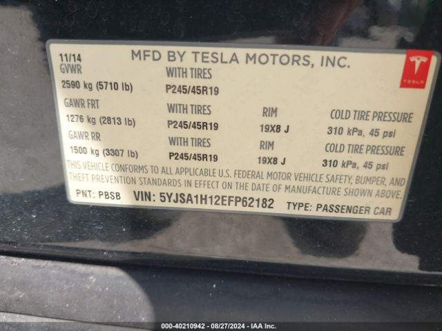 5YJSA1H12EFP62182 Tesla Model S P85