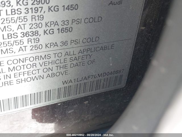 WA1LJAF70MD040897 Audi Q7 Premium Plus 45 Tfsi Quattro Tiptronic