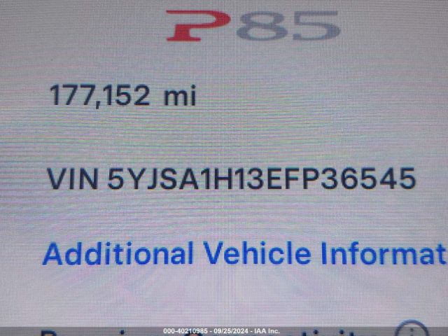 5YJSA1H13EFP36545 Tesla Model S P85