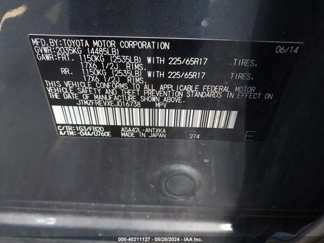 Toyota RAV4 LE 2014 JTMZFREVXEJ016738 Image 9