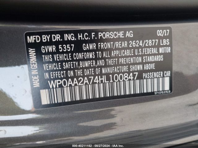 WP0AA2A74HL100847 Porsche PANAMERA 4