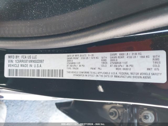 1C6RREBT4MN502897 RAM 1500 Big Horn Quad Cab 4x2 6'4 Box