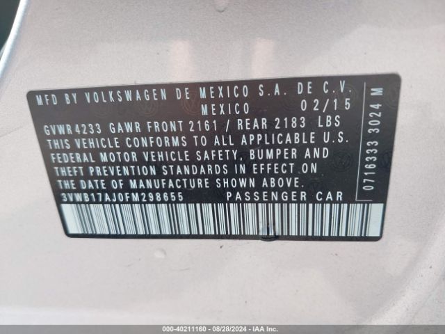 3VWB17AJ0FM298655 Volkswagen Jetta 1.8t Se