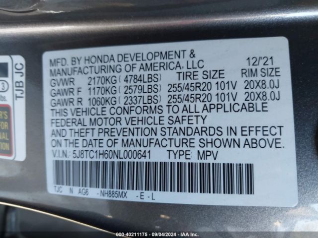 5J8TC1H60NL000641 Acura Rdx A-spec Package