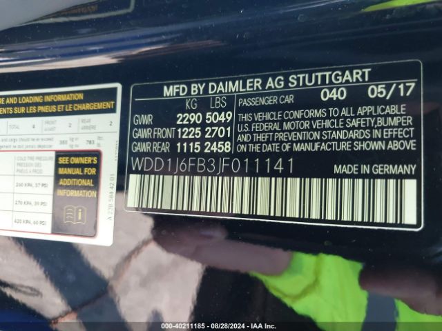 WDD1J6FB3JF011141 Mercedes-Benz E 400
