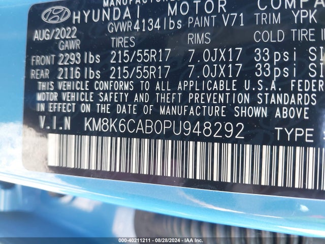 Hyundai Kona Sel 2023 KM8K6CAB0PU948292 Image 9