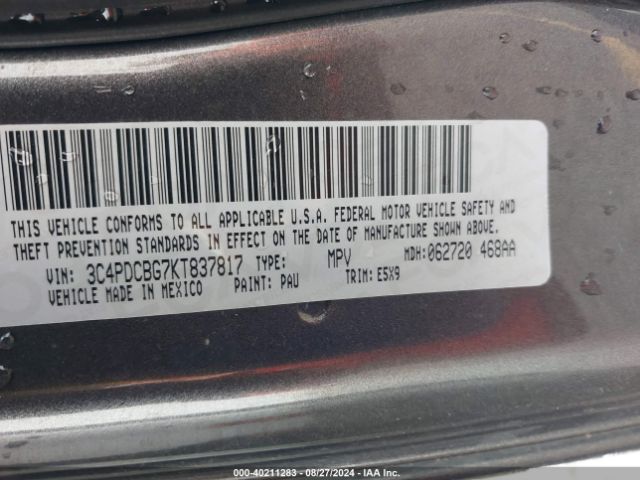 3C4PDCBG7KT837817 Dodge JOURNEY SE