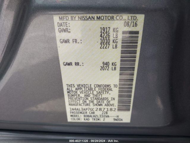 1N4AL3AP7GC287182 Nissan Altima 2.5 Sr