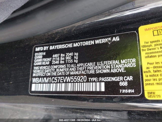 WBAVM1C57EVW55920 BMW X1 Sdrive28i