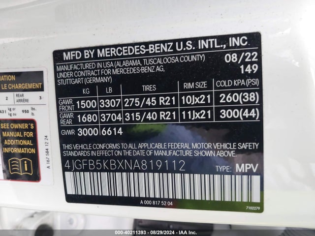 4JGFB5KBXNA819112 Mercedes-Benz Gle 450 4matic
