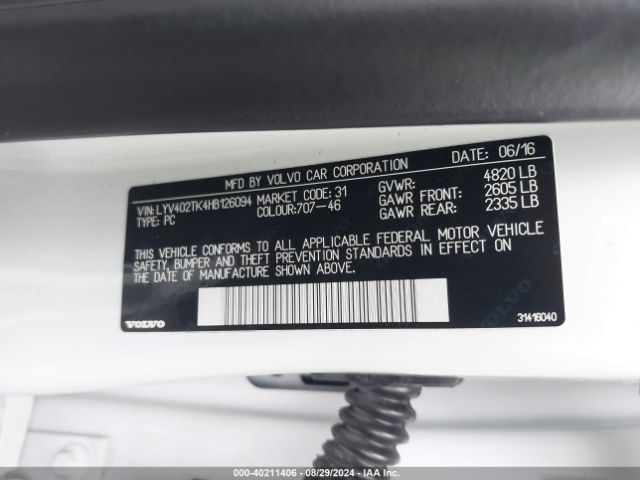 LYV402TK4HB126094 Volvo S60 Inscription T5