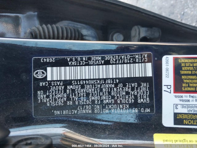 Toyota CAMRY SE 2017 4T1BF1FK5HU449115 Image 9