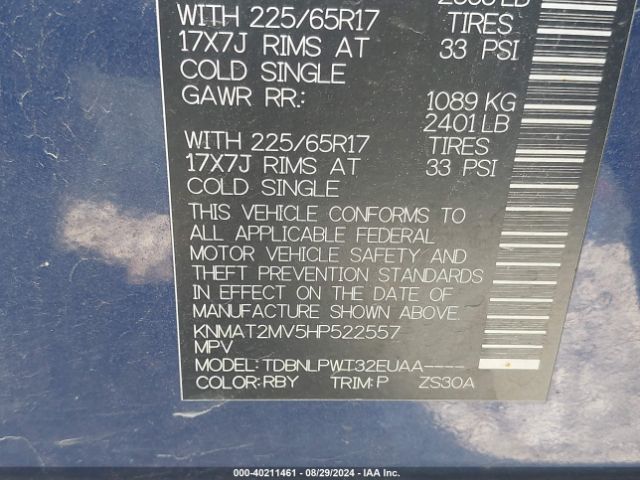 KNMAT2MV5HP522557 Nissan ROGUE S