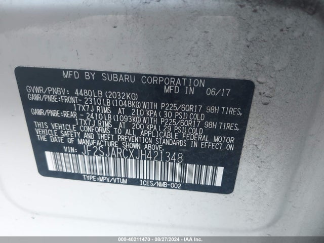 Subaru Forester 2.5i Limited 2018 JF2SJARCXJH421348 Image 9