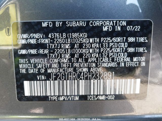 JF2GTHRC4PH232891 Subaru Crosstrek Sport