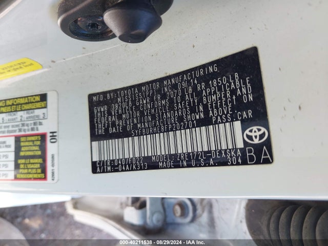 Toyota Corolla S Plus 2015 5YFBURHE8FP202701 Image 9