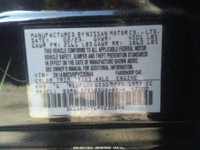 3N1AB8CV6PY230844 Nissan Sentra Sv Xtronic Cvt