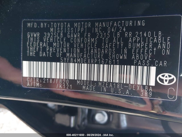 Toyota COROLLA LE 2024 5YFB4MDEXRP167611 Image 9