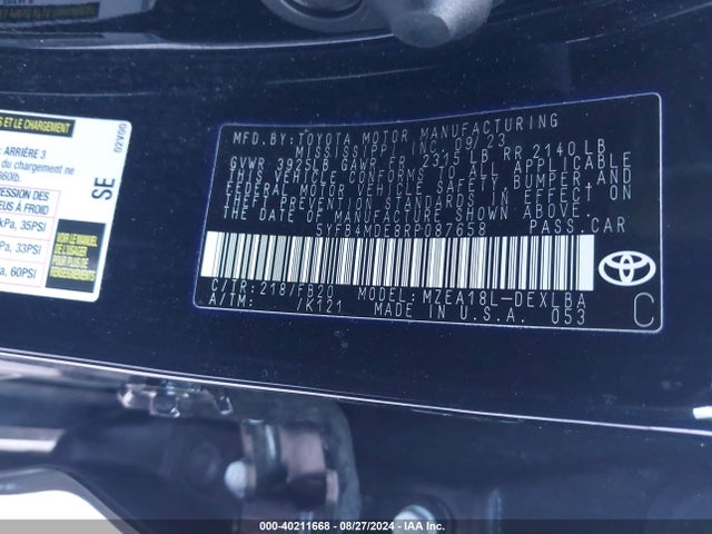 Toyota COROLLA LE 2024 5YFB4MDE8RP087658 Image 9