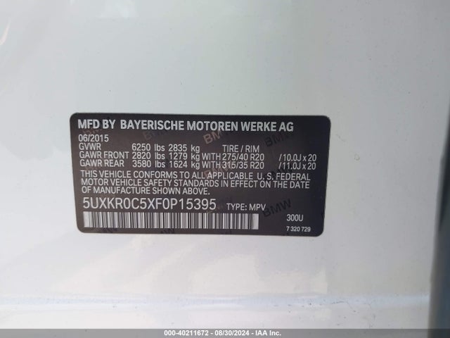5UXKR0C5XF0P15395 BMW X5 Xdrive35i