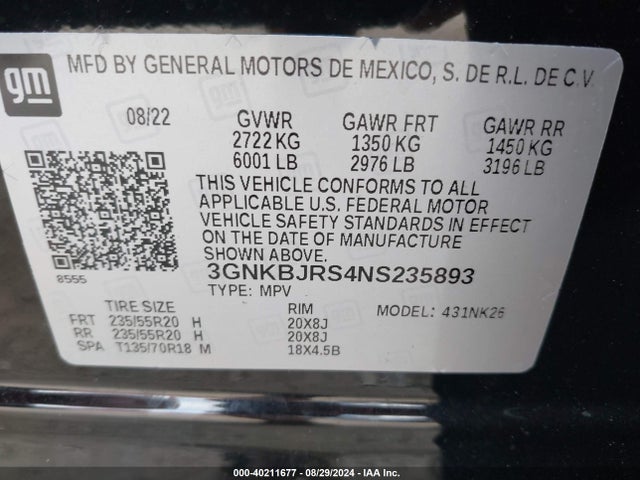Chevrolet Blazer Awd 3lt 2022 3GNKBJRS4NS235893 Image 9