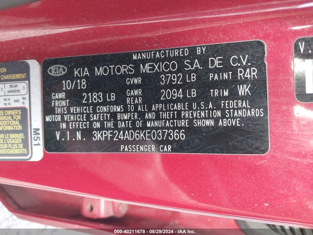 KIA Forte Lxs 2019 3KPF24AD6KE037366 Image 9