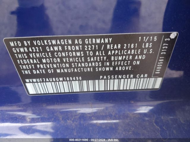 WVWUF7AU8GW189496 Volkswagen Golf R 4-door