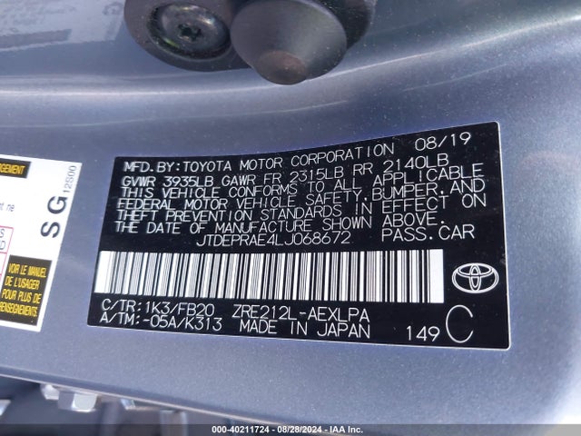 Toyota COROLLA LE 2020 JTDEPRAE4LJ068672 Image 9