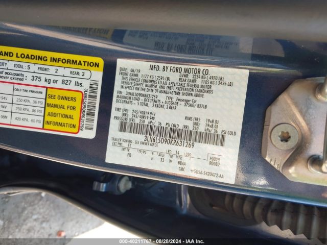3LN6L5D90KR631269 Lincoln Mkz Reserve I