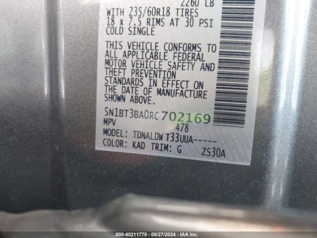5N1BT3BA0RC702169 Nissan Rogue Sv Fwd