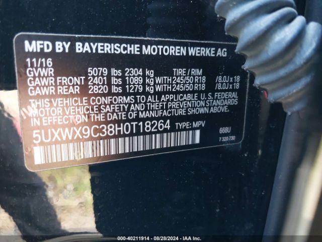 5UXWX9C38H0T18264 BMW X3 Xdrive28i