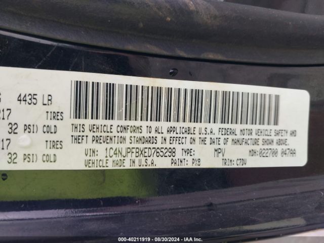 1C4NJPFBXED765298 Jeep Patriot Latitude