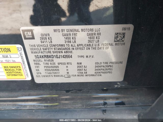 5GAKRBKD1GJ142664 Buick Enclave Leather