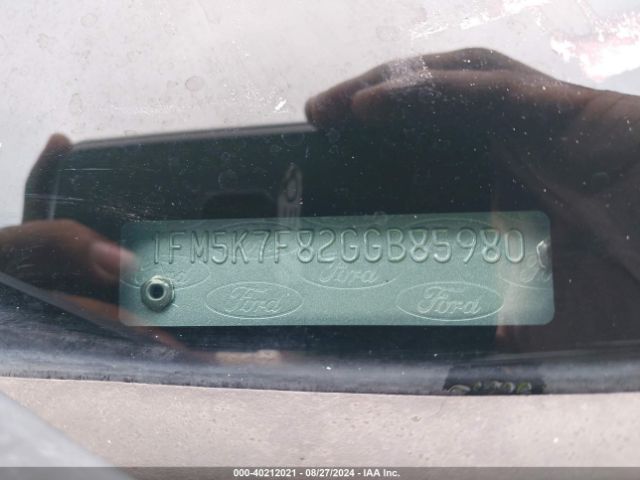1FM5K7F82GGB85980 Ford Explorer Limited