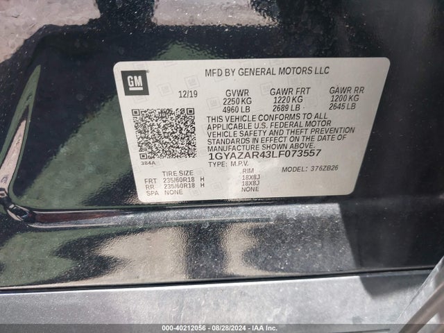 1GYAZAR43LF073557 Cadillac Xt4 Fwd Luxury