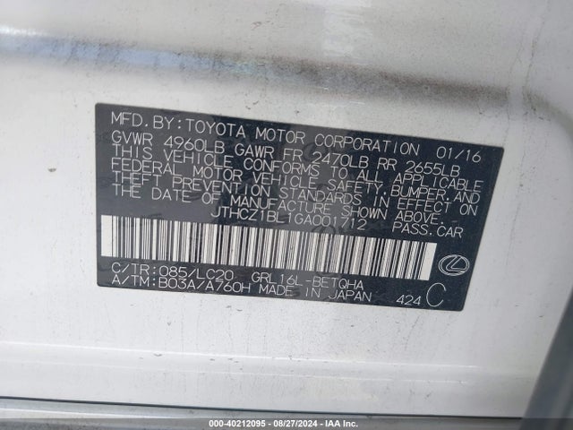 JTHCZ1BL1GA001712 Lexus GS 350