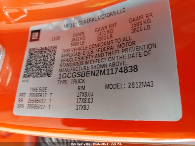 1GCGSBEN2M1174838 Chevrolet Colorado 2wd  Short Box Wt
