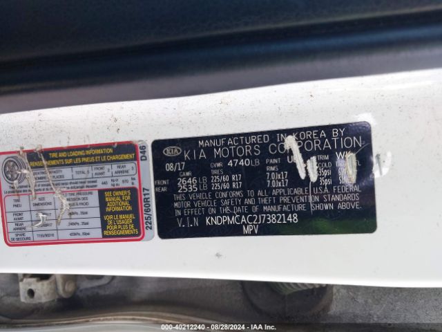 KNDPMCAC2J7382148 KIA Sportage Lx