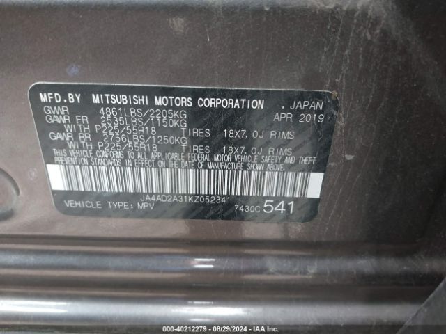 JA4AD2A31KZ052341 Mitsubishi Outlander Es