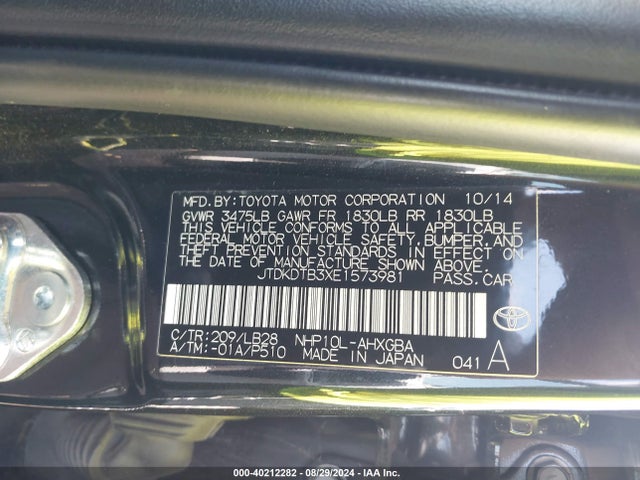 Toyota Prius C Four 2014 JTDKDTB3XE1573981 Image 9