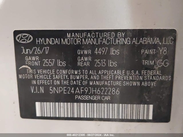 Hyundai SONATA SE 2018 5NPE24AF9JH622286 Image 9