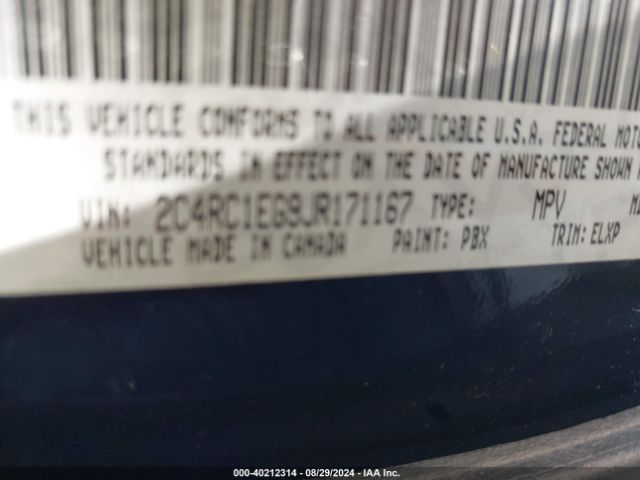 2C4RC1EG9JR171167 Chrysler Pacifica Touring L Plus