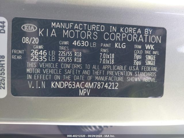KNDP63AC4M7874212 KIA SPORTAGE S
