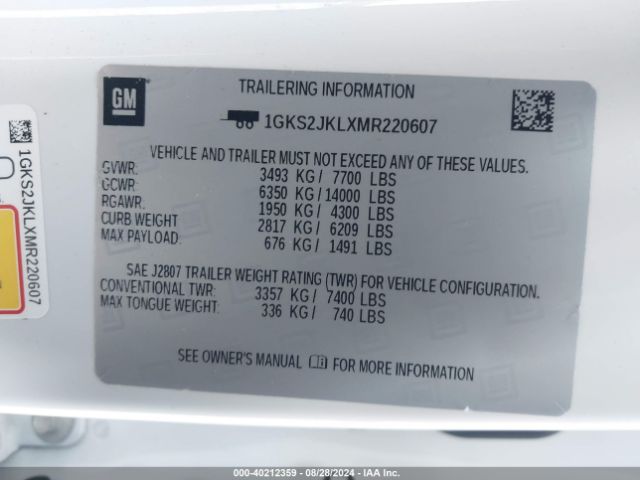 1GKS2JKLXMR220607 GMC Yukon Xl 4wd Denali