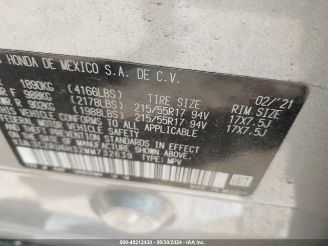Honda Hr-v Awd Lx 2021 3CZRU6H32MM732639 Image 9