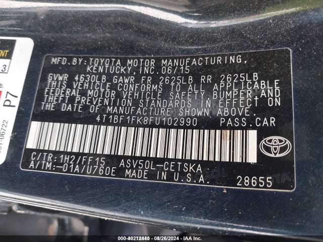 Toyota CAMRY SE 2015 4T1BF1FK8FU102990 Image 9
