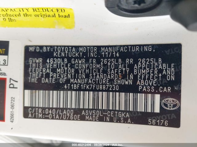 4T1BF1FK7FU887230 Toyota CAMRY XLE