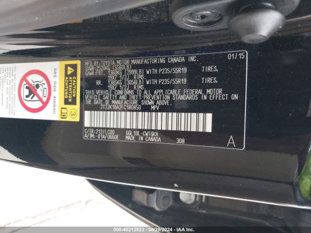 2T2ZK1BA2FC180850 Lexus RX 350
