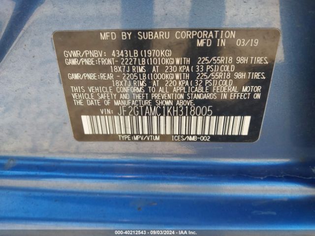 JF2GTAMC1KH318005 Subaru Crosstrek 2.0i Limited